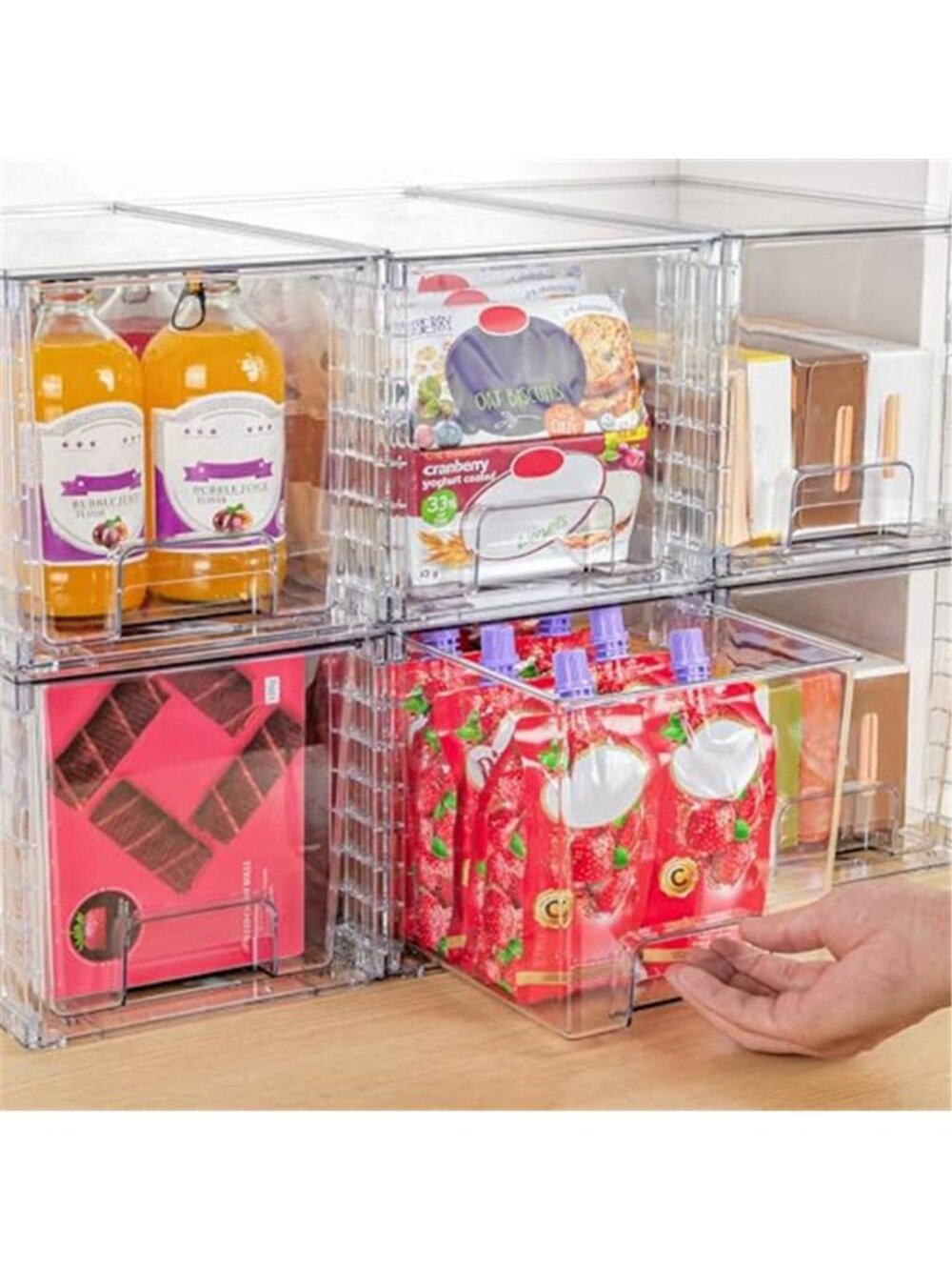 4 Pack Large Stackable Storage Drawers, Clear - Picture 6 of 7
